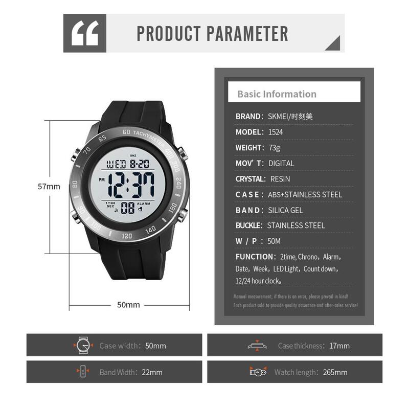 SKMEI moda LED cyfrowy zegarek mężczyźni wodoodporna data wojskowy Sport gumy zegarek kwarcowy Alarm sportowe zegarki cyfrowe reloj hombre