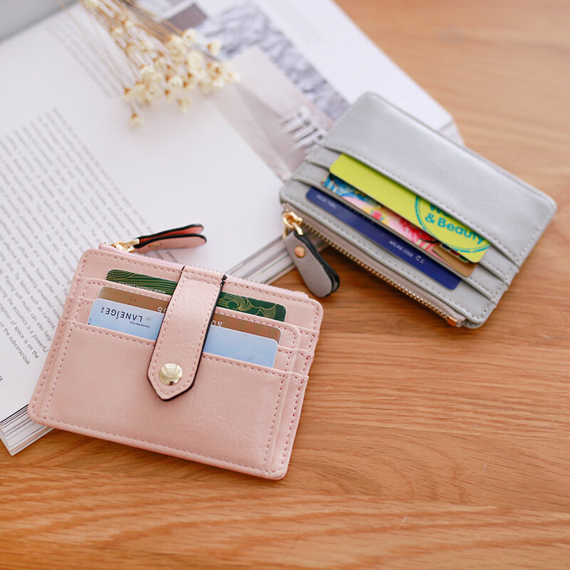 女性用の超薄型カラーカードウォレット,女の子用の小さなクレジットカードケース,銀行カードの交換用財布