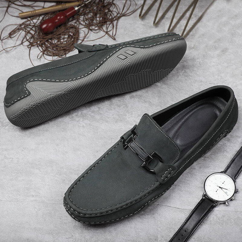 Chaussures à pois en cuir pour hommes, modèle automne et hiver 2022, avec pédale à semelle souple respirante, version coréenne de la tendance des affaires