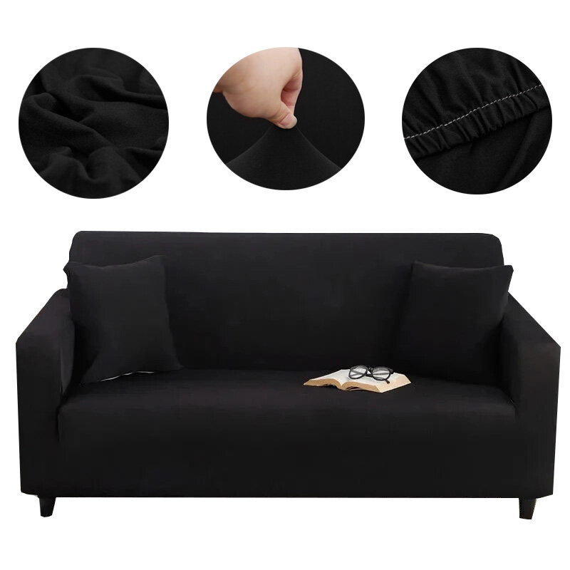 Capa de sofá de cor sólida estiramento elástico slipcovers sofá secional vintage para sala estar capa de sofá único/dois/três/quatro assento