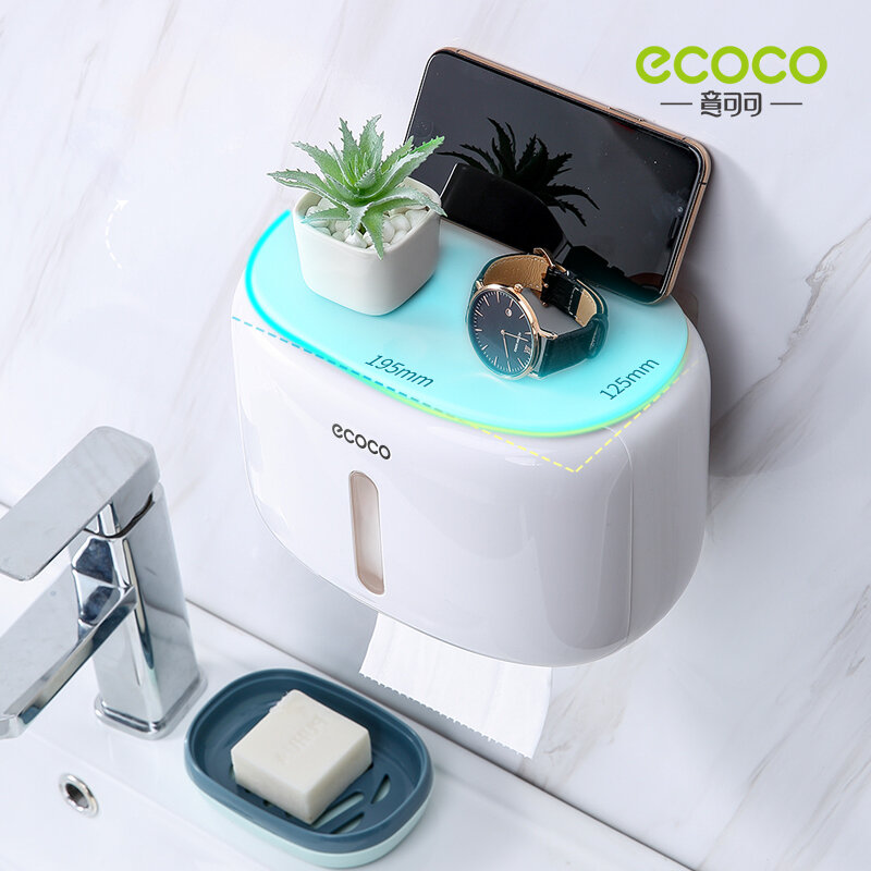 Настенный водонепроницаемый держатель для туалетной бумаги ECOCO, многофункциональный контейнер для хранения туалетной бумаги