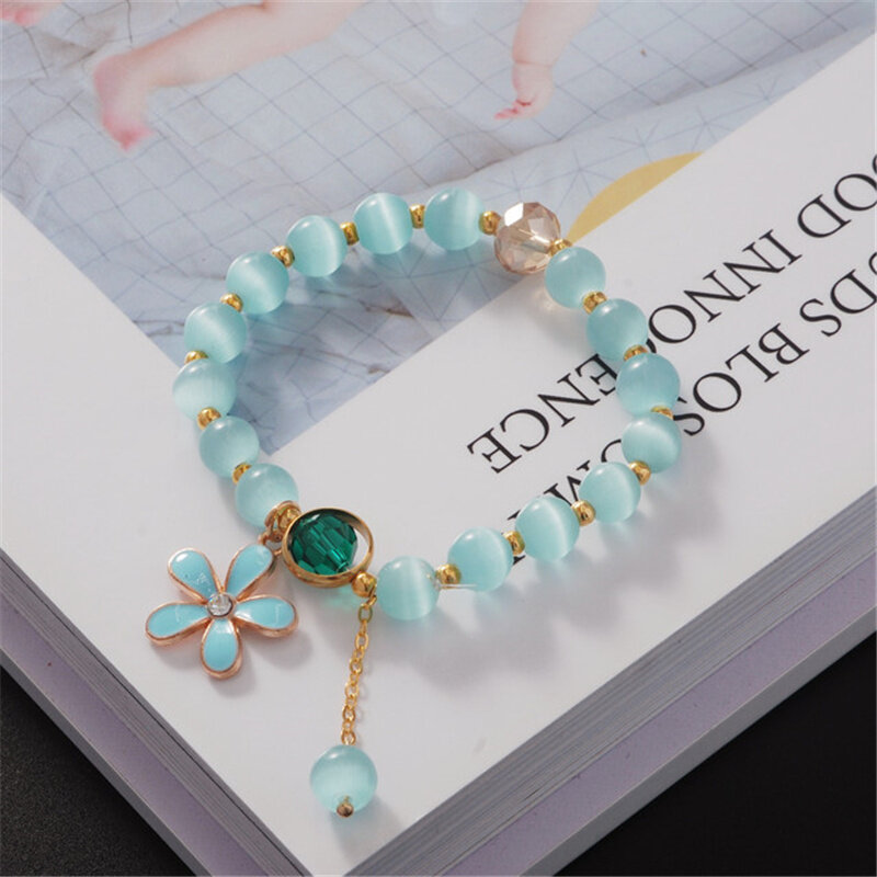 Braccialetti di perline opalini estivi per ragazze fiori coreani ciondolo braccialetto opale braccialetto trasparente Charms accessori regalo gioielli