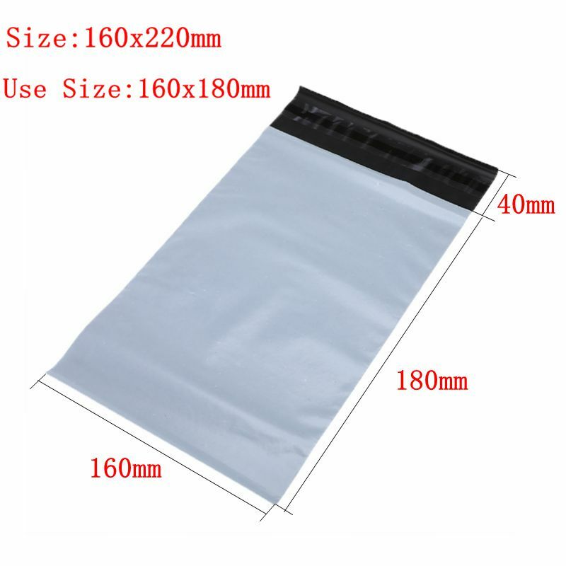 100 unids/lote de bolsas de plástico para sobres, bolsas de almacenamiento de mensajería adhesivas con autosellado, de plástico blanco y negro, envío de sobres de polietileno