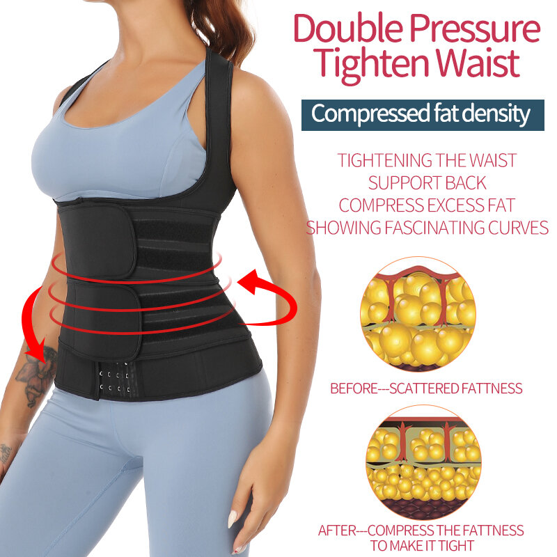 Sauna gorset Waist Trainer Vest Workout urządzenie do modelowania sylwetki kobiety pot neoprenowy odchudzanie płaszcza podwójna kontrola brzucha trymer pasy gorset Top