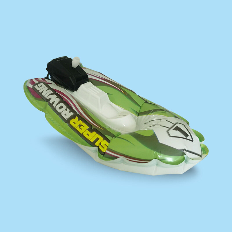 Children Bath Water Toy Inflatable Kayak Wind Up Hovercraft Puzzle Model Baby Toy