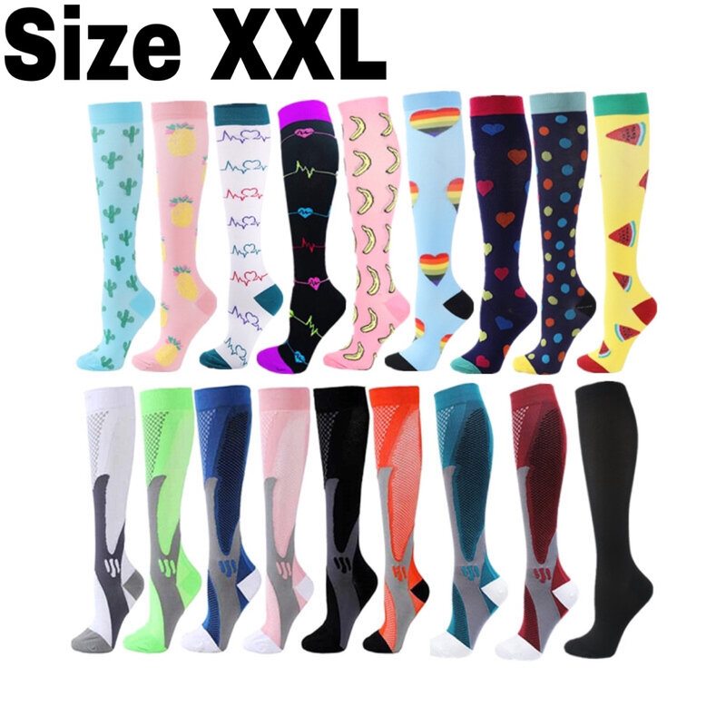Quality Compression Socks Unisex Size XXL Soccer Football Stockings Fit Medical Edema, Diabetes,Varicose Veins,Running, Marathon