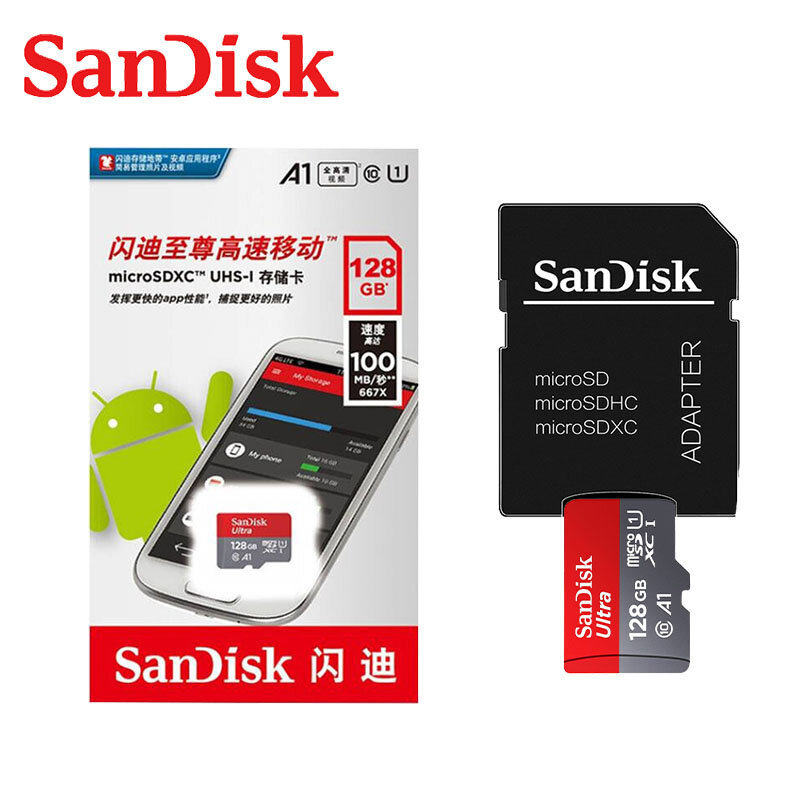 سانديسك الترا مايكرو SD U1 32GB 64GB 128GB 256GB 16GB 400GB SD/TF A1 فئة 10 بطاقة ذاكرة فلاش بطاقة ذاكرة مايكرو للهاتف