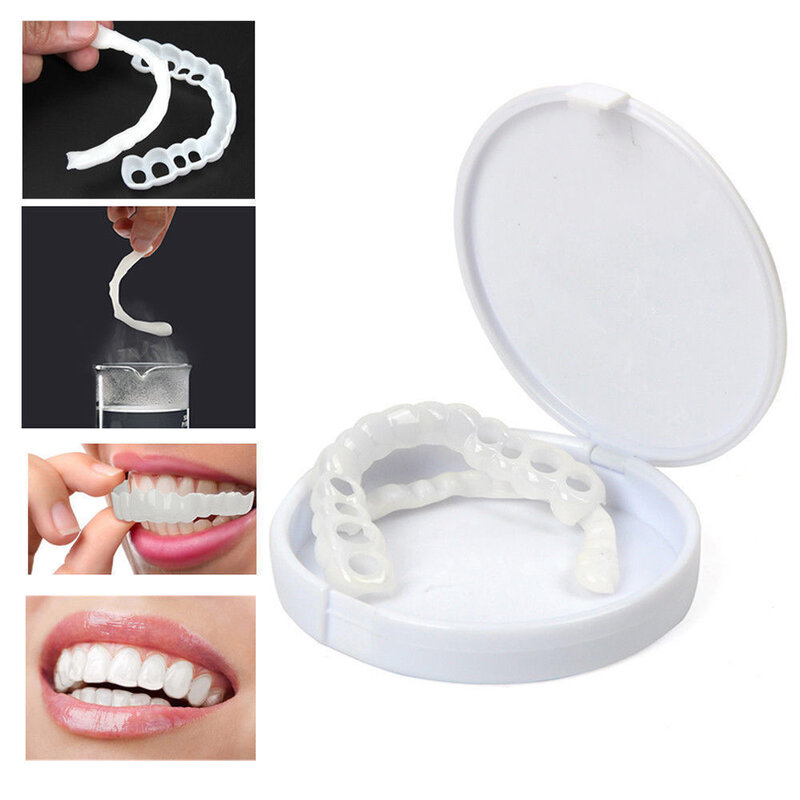 Cubierta de dientes postizos para hombre y mujer, accesorio para blanquear sonrisa, ajuste cómodo y práctico instantáneo, nuevo diseño