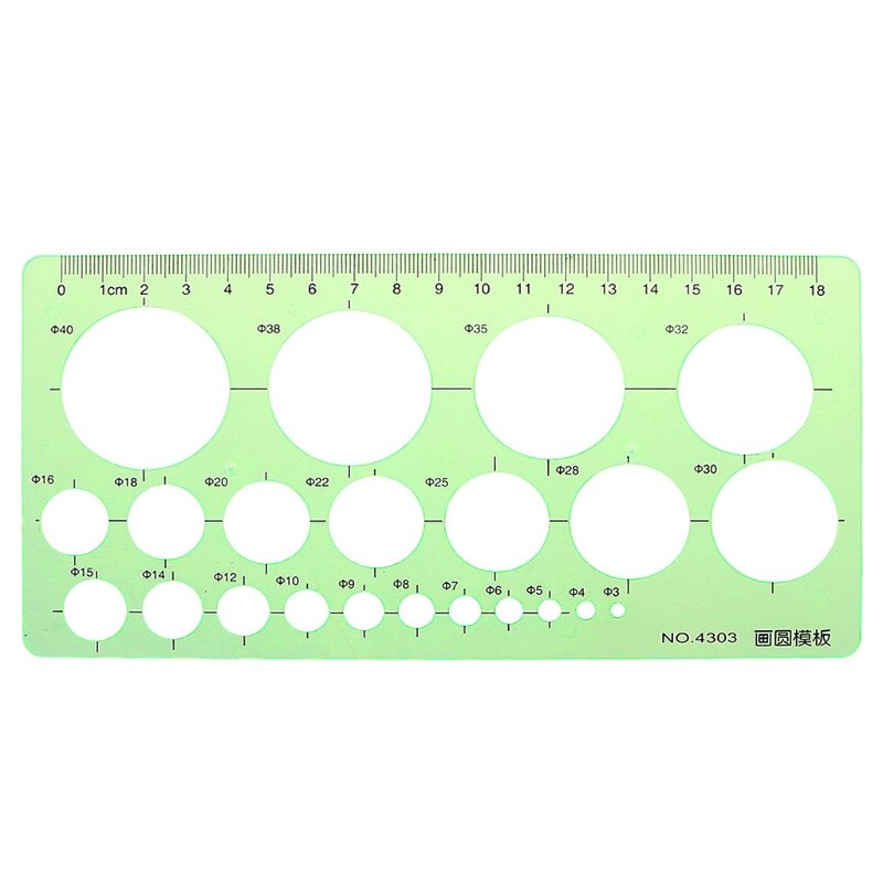 Green Plastic Circles Geometric Template Ruler Stencil Measuring Tool Students