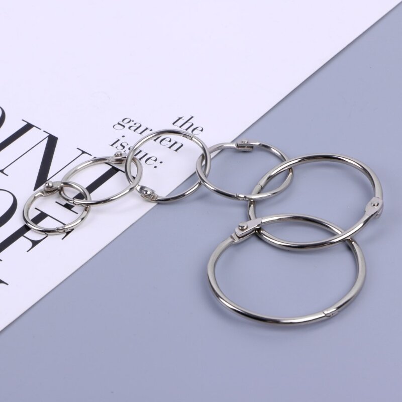10PcsโลหะBinderแหวนหลวมLeaf BinderแหวนMultifunctional KeychainวงกลมBinder Hoop Office Binding Supply