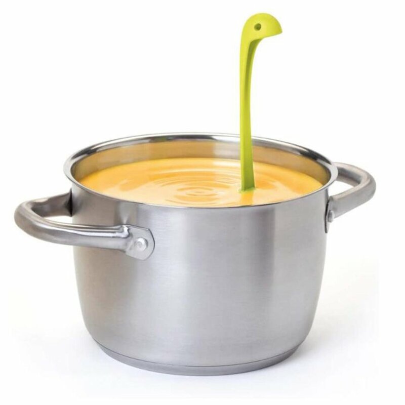 Cuchara de sopa de dinosaurio Vertical de mango largo, utensilios resistentes a las fugas de fideos, cuchara agitadora de cocina, suministros de cocina, 1/2 Uds.