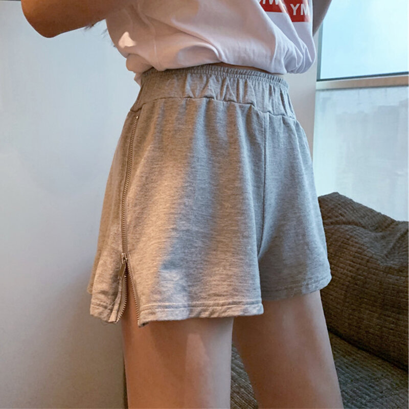 Celana Pendek Solid Kaki Lebar Pinggang Tinggi Elastis Mode Celana Pendek Katun Musim Panas Celana Pendek Wanita Longgar Celana Pendek Wanita Kasual Celana Pendek Wanita