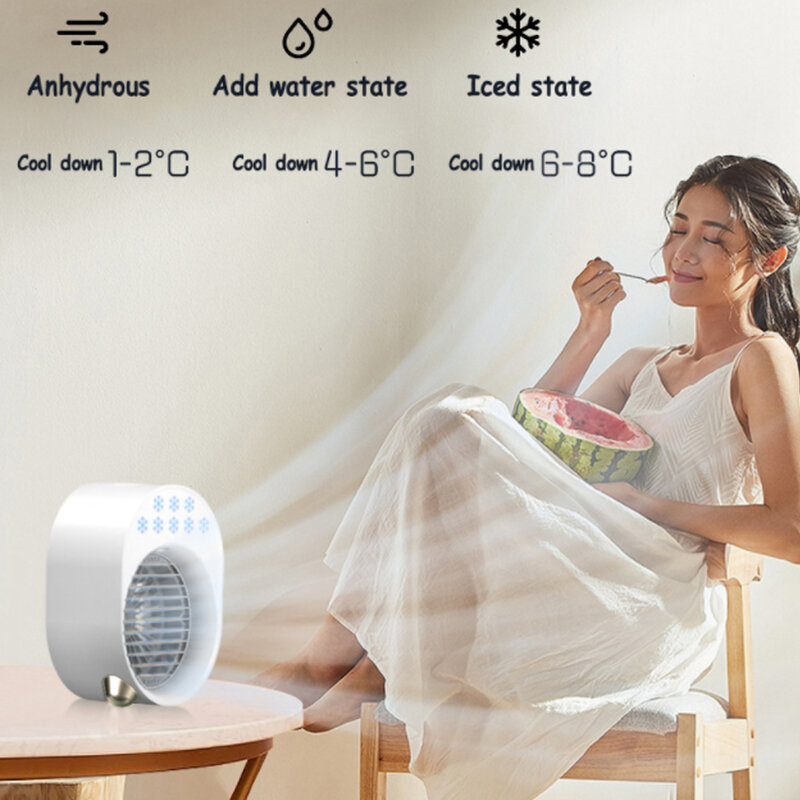 Mini Air Conditioner Portable Fan USB Rechargeable Air Cooler Multifunctional Humidifier for Office Personal Air Cooler
