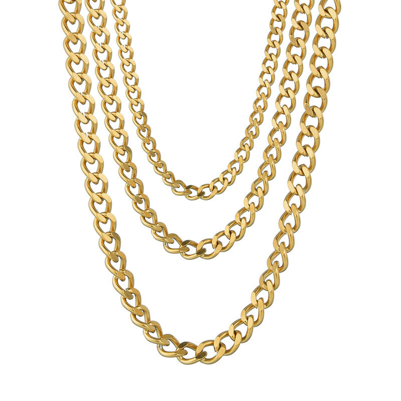 Ожерелье-цепочка унисекс из нержавеющей стали, кольцо с плетением змеи, 7 колец, классический модный стиль, от 3 мм до 7 мм