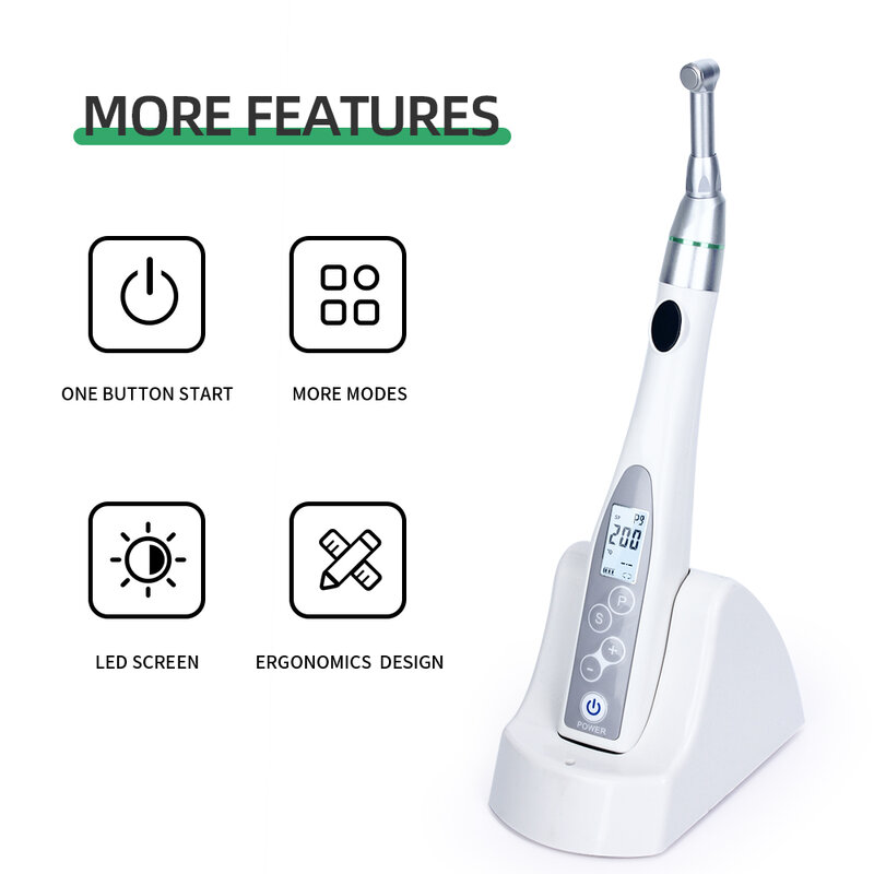 Joydental Wireless Dental LED Mini Endo Motor Treatment Root Canal Therapy Instrument Cordless with 16:1 Reduction Contra Angle