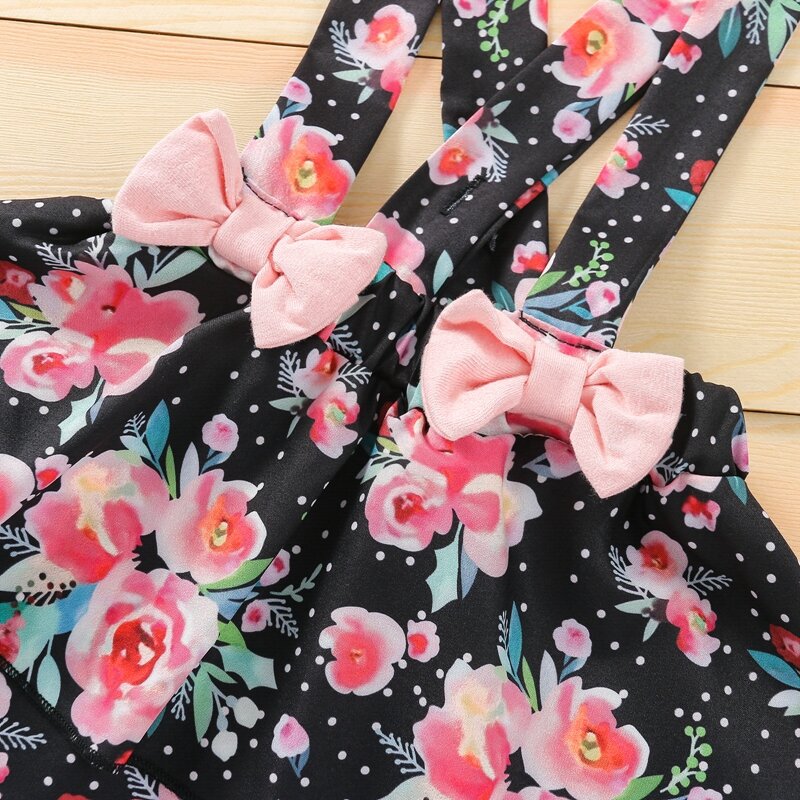 Conjunto de ropa para niña recién nacida, Pelele de manga larga con estampado de flores, falda y Diadema, 3 uds.