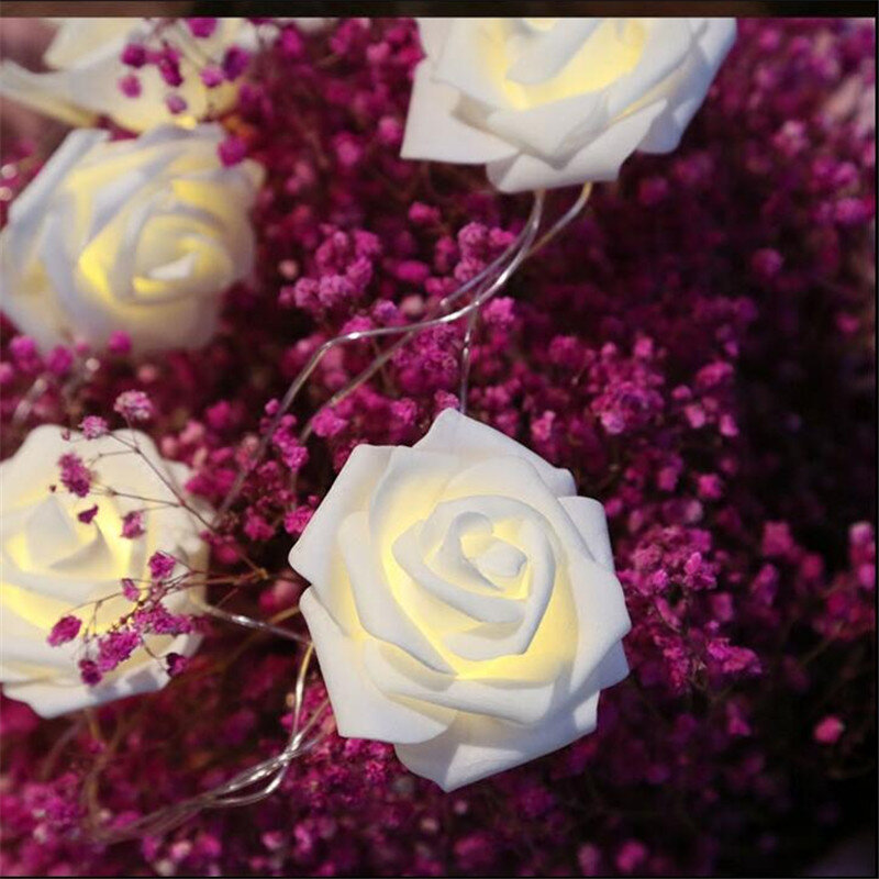 2020 dia dos namorados novos estilos 3m 20led subiu luzes da corda festa de casamento do feriado decoração lâmpada 20 rosas para a janela casa ktv