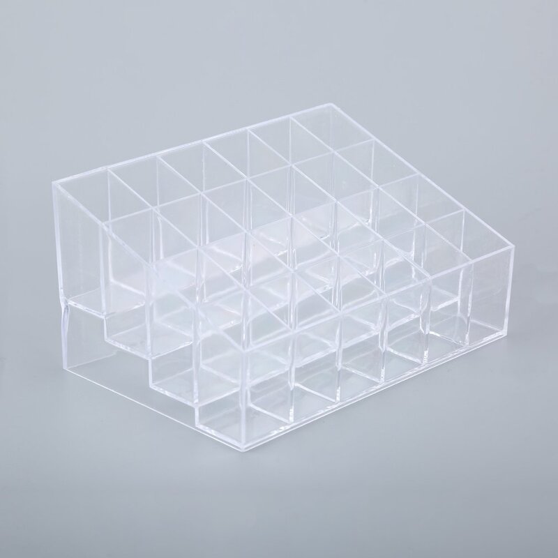 1pcs 24 Trapezoid Clear Makeup Cosmetic Organizer Storage Lipstick Holder Case Stand Drop Shipping Wholesale New ZE00100 LESHP