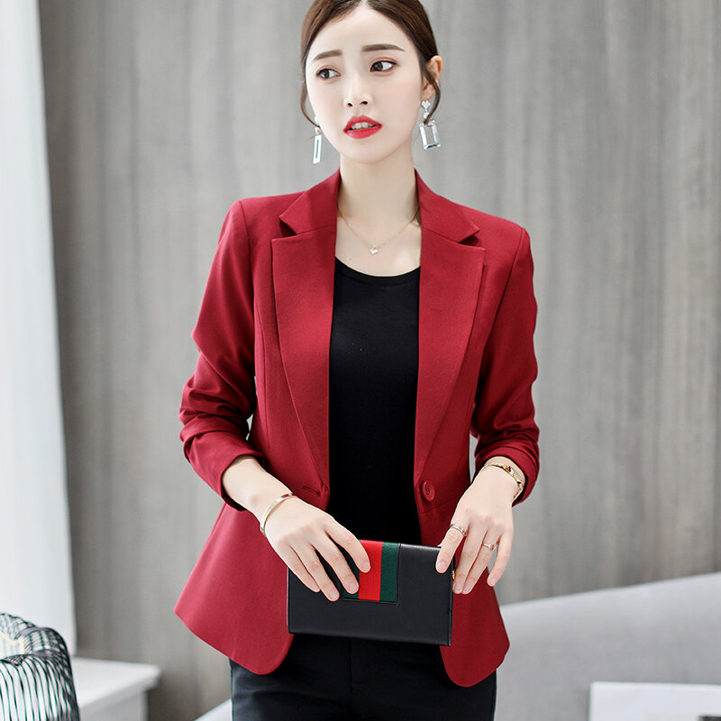 Novo 2020 primavera verão moda coreano solto tamanho magro terno sólido casual feminino encabeça blazers casual manga longa 29g