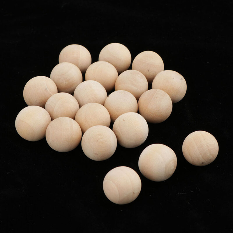 50 Pieces Wooden Beads Natural Color Round Ball Wood Spacer Beads Handmade Crafts Supplies(No Hole)