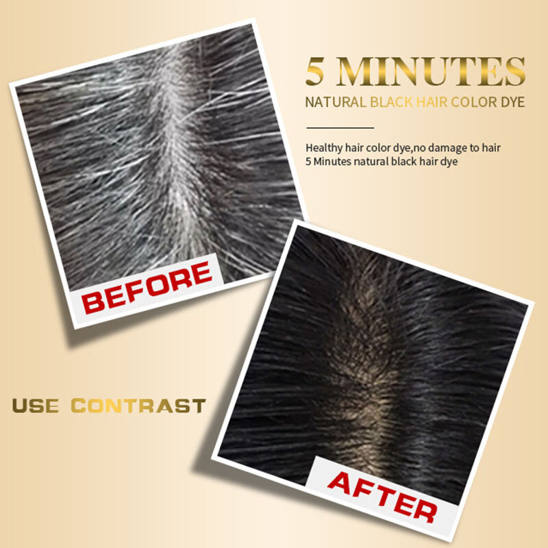 Duradouro longo cabelo preto tintura shampoo 100% cobrindo cabelo cinza natural orgânico óleo de coco essência cabelo cor profissional tintura