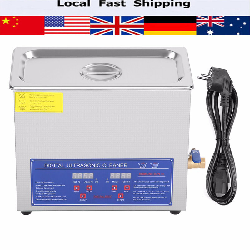 1.3/2/3/6/10/15/22/30L Digital Ultrasonic Cleaner Heated Timer Stainless Steel Ultra Sonic Cleaning Machine Local Fast Shipping