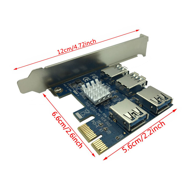 Card PCI-E To PCI-E Adapter 1 Quay 4 PCI-Thể Hiện Khe Cắm 1x Đến 16x USB 3.0 Khai Thác Mỏ Đặc Biệt Riser PCIe Chuyển Đổi BTC Thợ Mỏ KHAI THÁC MỎ