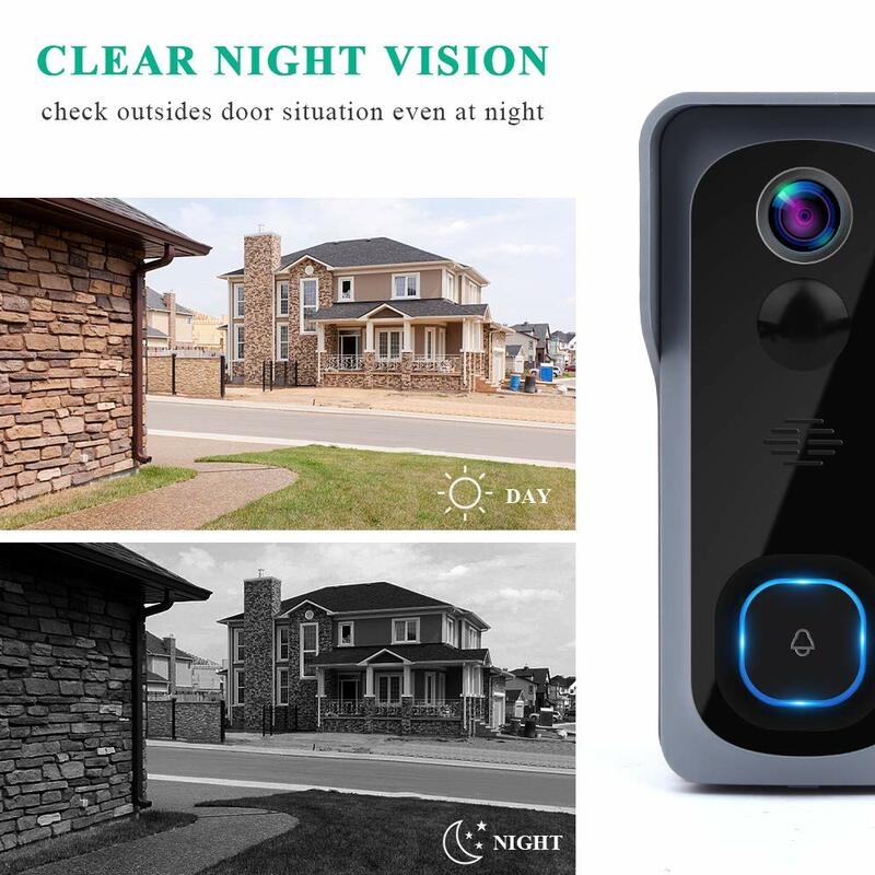 Onvian-timbre inalámbrico con cámara, timbre de puerta con vídeo HD 1080P, resistente al agua, con cámara de alerta de visión nocturna Recibido fastdelivery