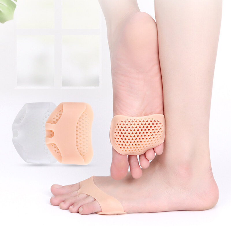 6 pçs = 3 pares de silicone antepé almofadas alívio da dor orthotics massagem pé anti-deslizamento protetor de salto alto almofada elástica meias