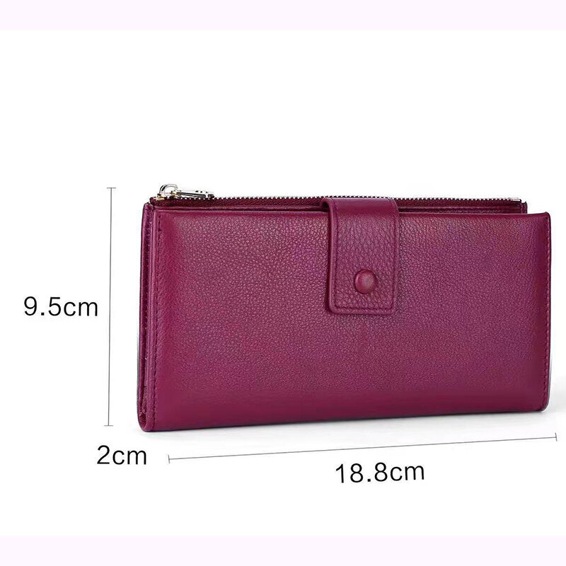 Portefeuille femme longue fermeture à glissière en cuir multi-fonction sac à main, porte-cartes en cuir, étui portefeuille de téléphone portable