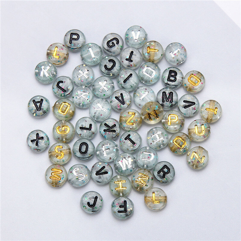 100 pces misturados random acrílico redondo contas do alfabeto diy pulseira colar para fazer jóias acessórios