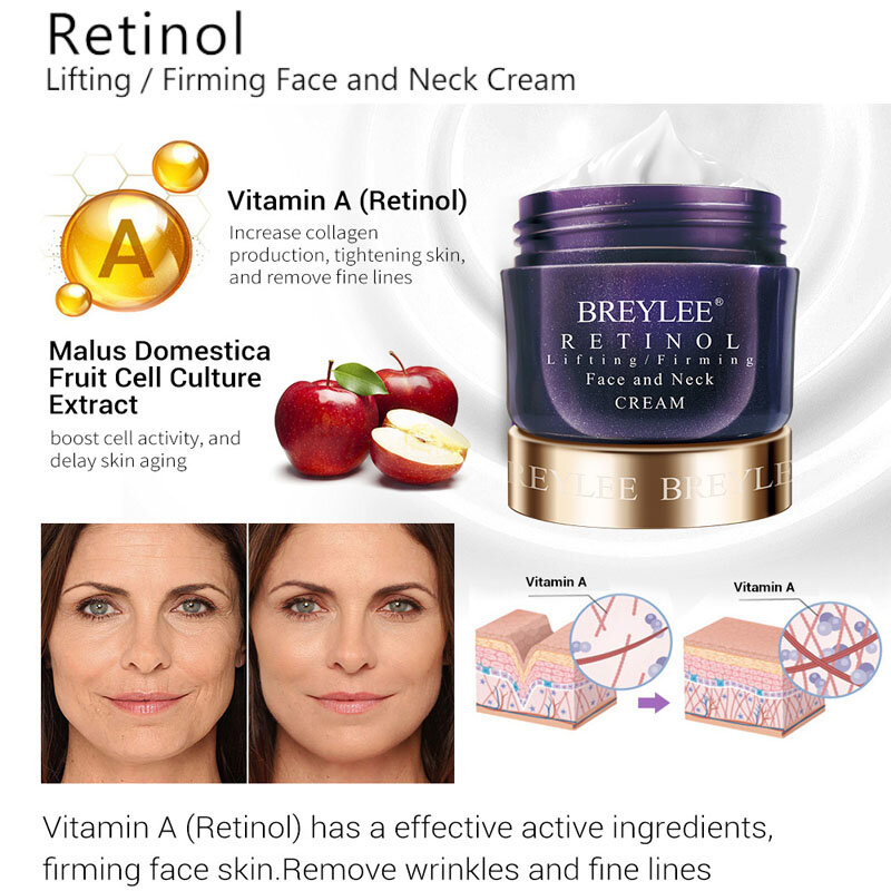BREYLEE Retinol Anti Wrinkle Face Cream Anti Aging Collagen Cream Fade Fine Lines Firming Lifting Moisturizing Tighten Skin Care