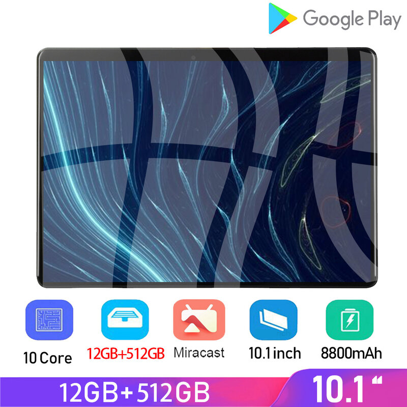 Global 10.1นิ้ว8800MAh Tablette WIFI GPS Dual Card 12G RAM 512G ROM 13MP กล้อง Google เล่น WPS Office 10 Core Tablet PC