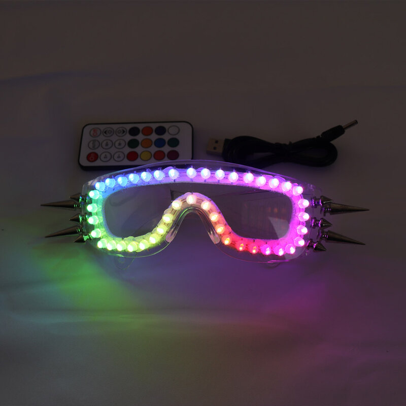 Полноцветные светодиодные светящиеся очки, 7 цветов, мигающая маска для вечевечерние на Хэллоуин светильник ящиеся очки для диджея, клуба, с...