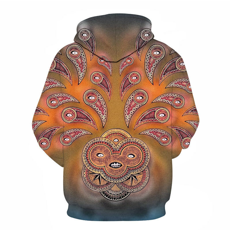 3D 성격 환각 남자의 까마귀 인쇄 공포 추상 운동복 봄과 가을 편안한 레저 후드 스웨터