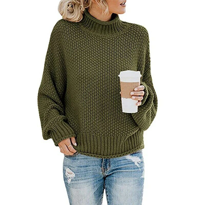 Turtleneck Sweter Rompi Tanpa Lengan Wanita 2020 dengan Bantalan Bahu Rajutan Pullover Musim Gugur Musim Dingin Jumper Kasual Atasan Mode