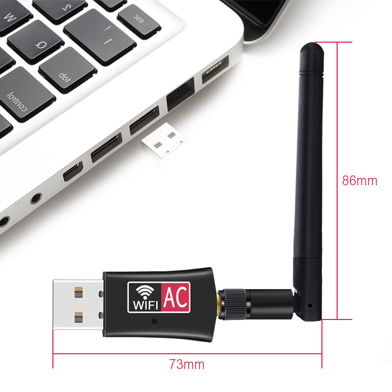 محول واي فاي لاسلكي USB AC600 ، نطاق مزدوج ، 600 ميجابت في الثانية ، 2.4 جيجاهرتز ، 5 جيجاهرتز ، مع هوائي ، كمبيوتر شخصي ، بطاقة استقبال كمبيوتر MAC ، كم...