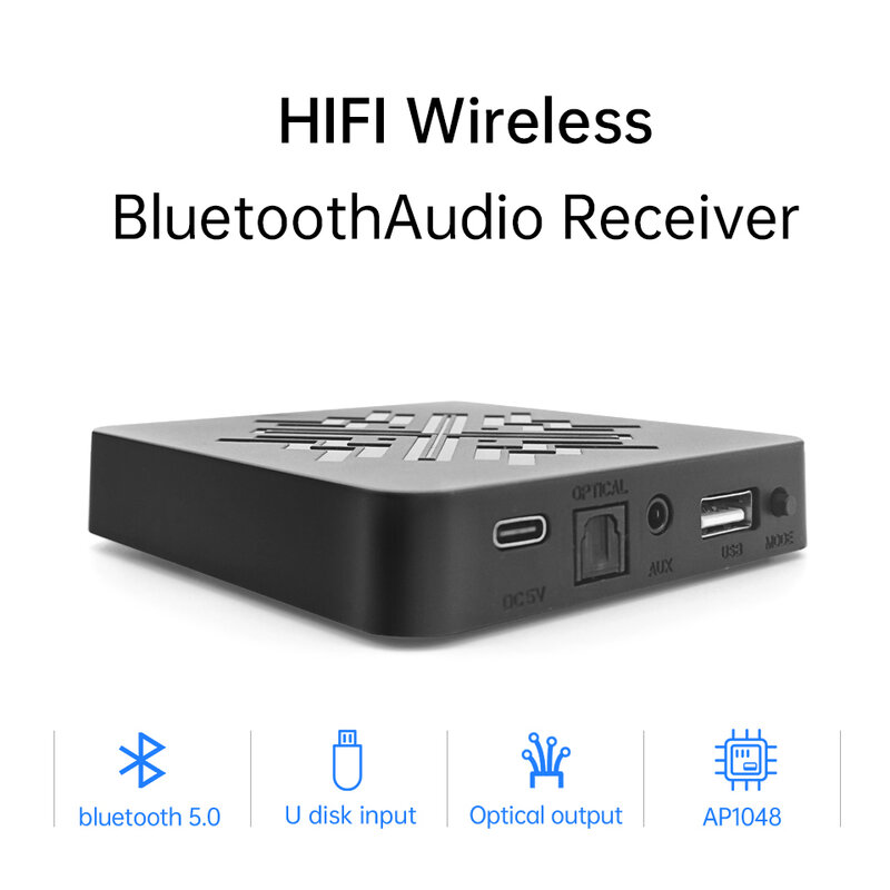 GHTECH Q3 Adaptor Audio Analog Bluetooth 5.0 AVRCP A2DP HFP Penerima Amplifier Stereo Musik Digital Optik untuk Speaker Rumah