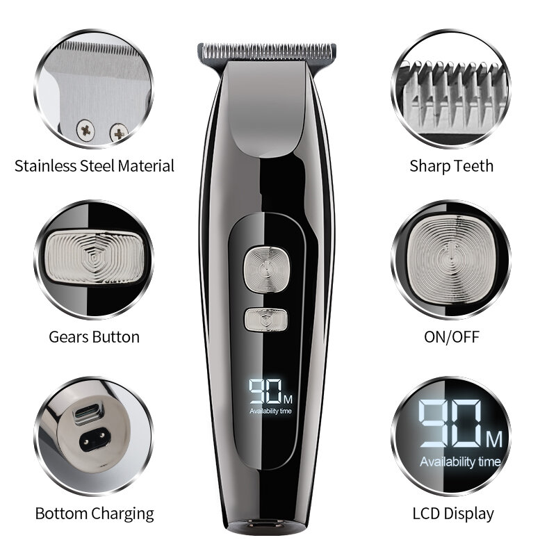 Tondeuse à barbe pour hommes, rasoir électrique Rechargeable à faible bruit pour couper les cheveux