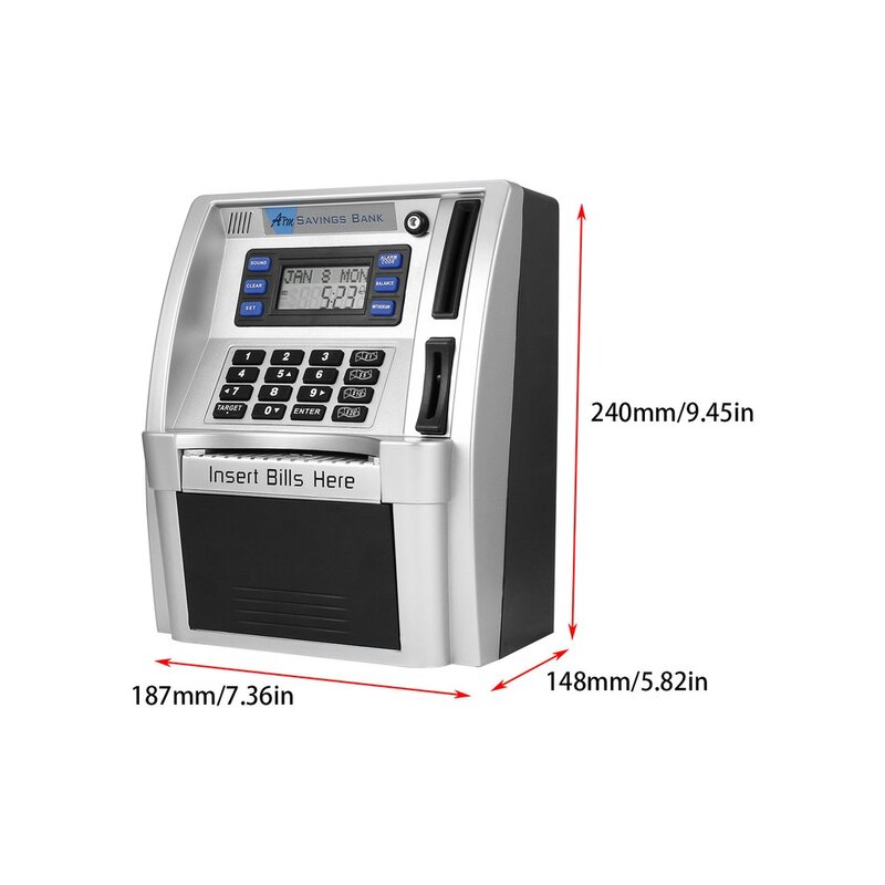 Mainan Bank Tabungan ATM Anak Berbicara Bank Tabungan Slot Uang Kertas Sempurna untuk Hadiah Anak-anak Detektor Mata Uang Dolar