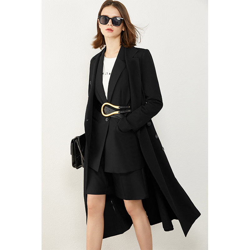 Amii terno minimalista feminino primavera outono, moda olstyle, blazer com lapela sólida, casual, cintura alta, calças femininas soltas 12040349