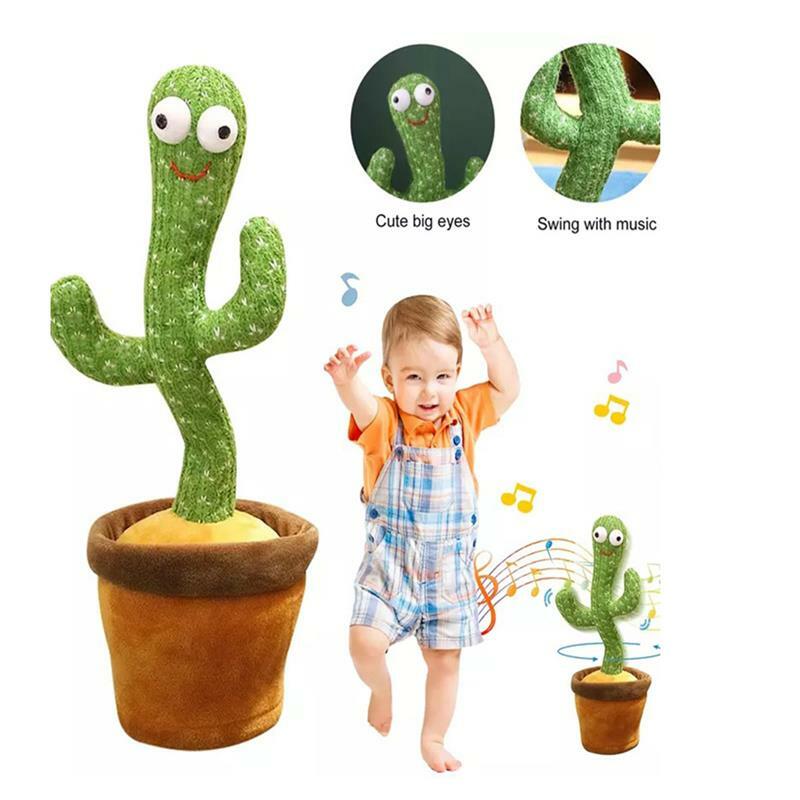 Falando dança cactus usb carregamento agitação brinquedo de pelúcia adorável infância educação boneca repetir decoração para casa acessórios