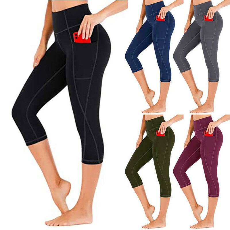ผู้หญิงกางเกง Pocket Plus ขนาด Leggings กีฬาผู้หญิงออกกำลังกาย Leggings Tummy ควบคุม Jogging Tights หญิงฟิตเนสกางเกง
