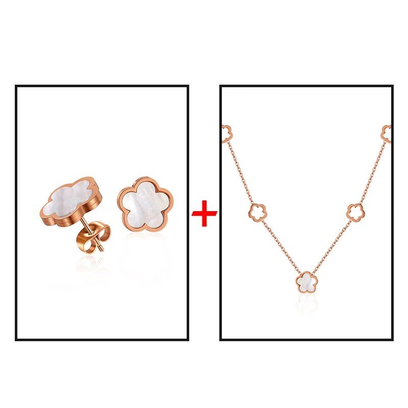 Hertree luxo 2 pçs elegante pulseira colar brincos conjuntos para a moda feminina brincos de aço inoxidável 2021 tendência jóias presentes