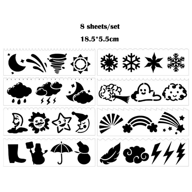 8pc Snowflake Cloud Painting Template Stencils DIY Scrapbooking Album Decorative Accessories Drawing Office School Supplies