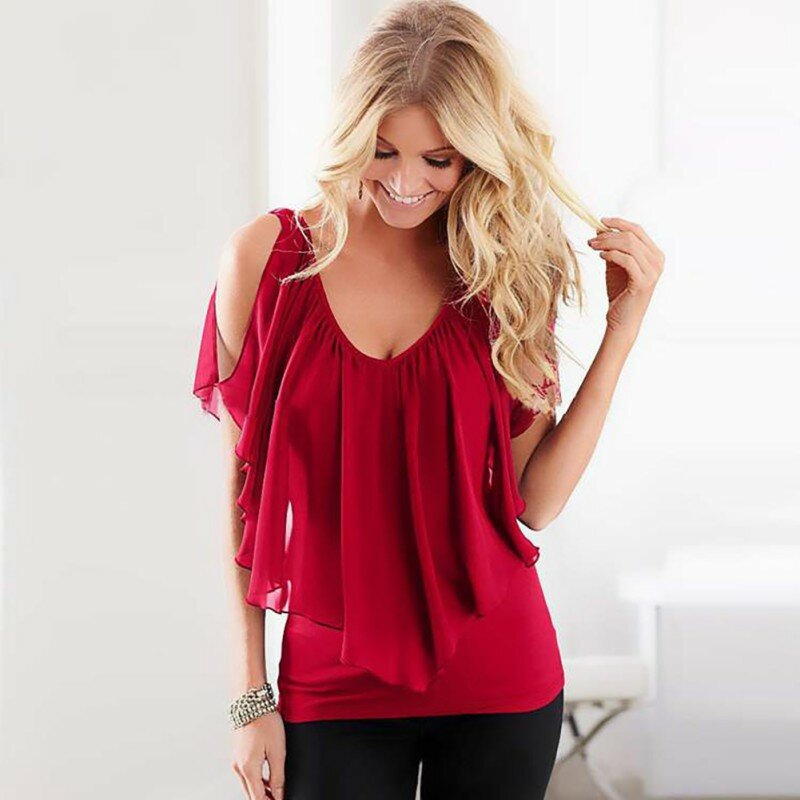 New Blouse Women Summer Pullover Fashion Casual Patchwork Chiffon Blouse Tops Tees Blusas Mujer De Moda 2020!