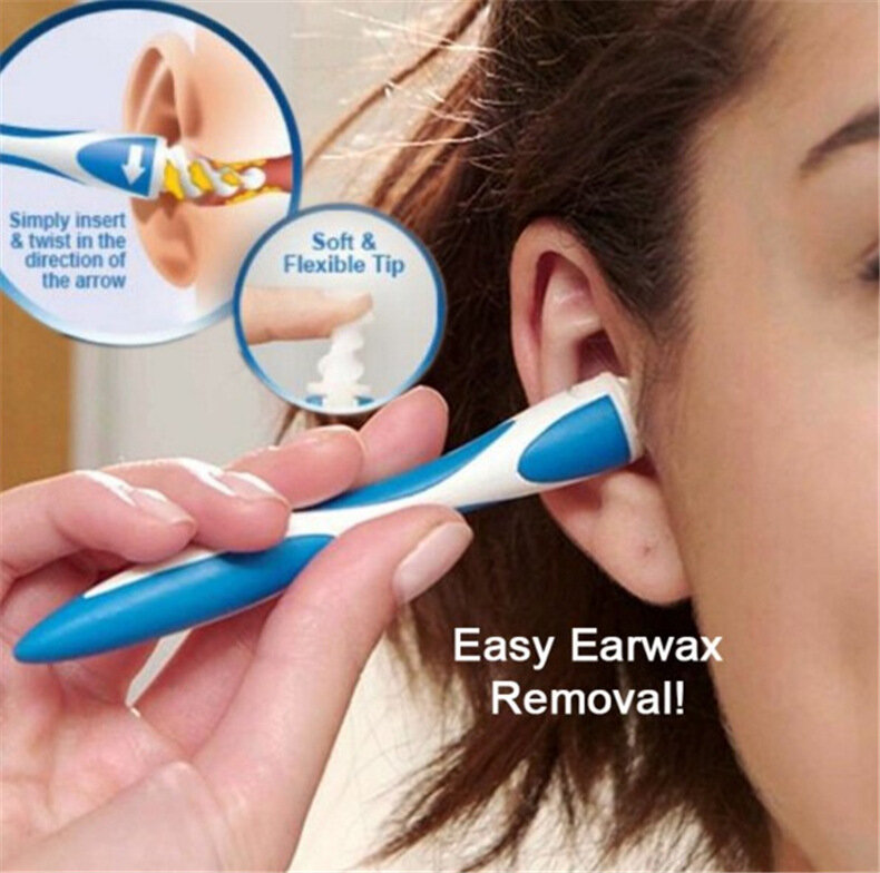 Łopatka do uszu obrotowa spirala do czyszczenia uszu do czyszczenia uszu silikonowa miarka do uszu łopatka do uszu wielokrotnego użytku wacik