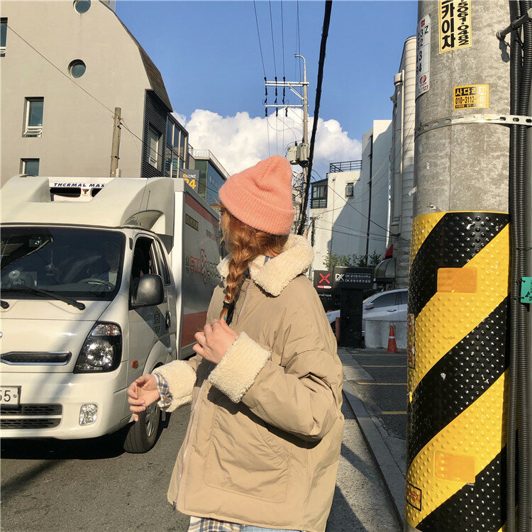 Nhẹ Nhàng San Hô Hàn Quốc Ins Một Hood Nữ Mùa Đông Uốn Nón Len Nhật Bản Dễ Thương Cài Tóc Hình Nón Len Được Làm Dày Hơn
