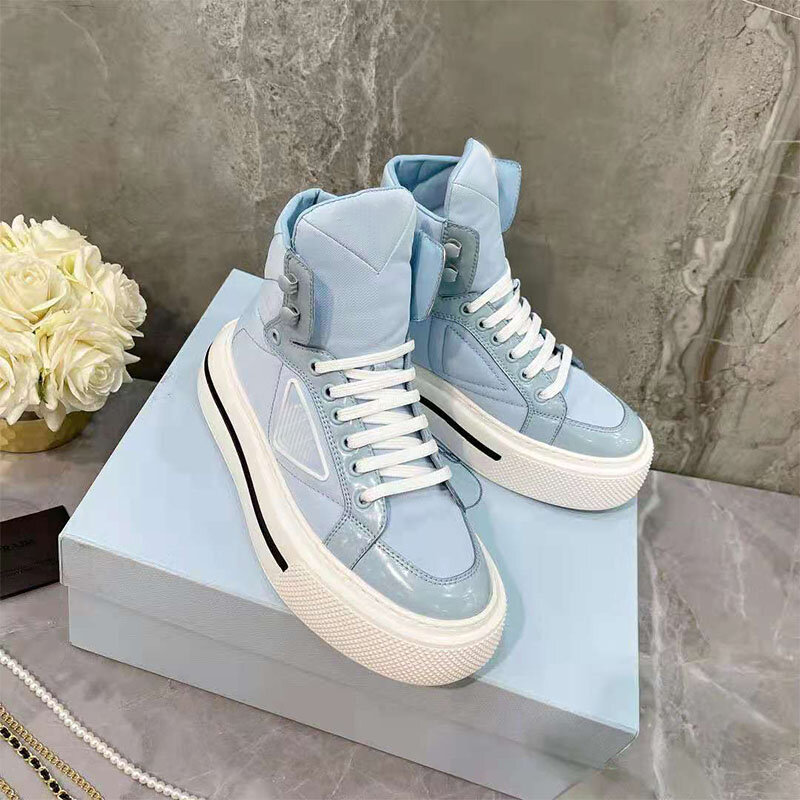 Thick-soled High-top Shoes Women's Autumn 2021 New Leather Sneakers Men's Lace-up Round Toe Increase Sneakers Platform Shoes