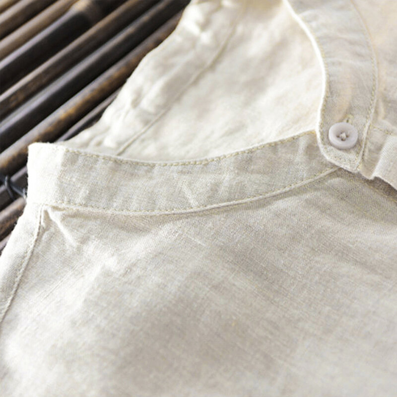 男性用半袖シャツ,ボタン付きリネンとコットン,折り襟,ルーズ,半袖,ラージ,ポケット付き,5XL,2021